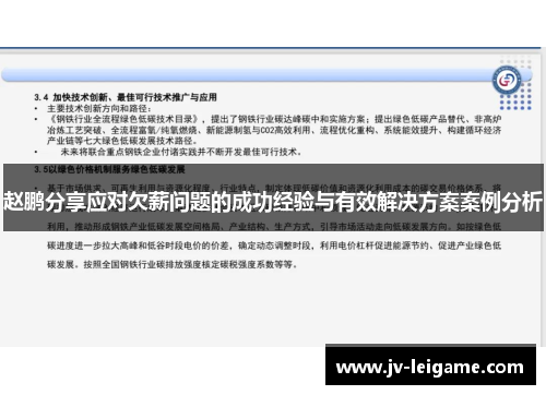 赵鹏分享应对欠薪问题的成功经验与有效解决方案案例分析